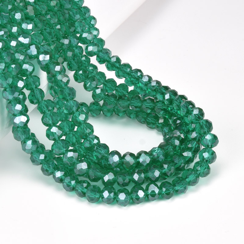 Намистини ронделі, 6х5 мм, Смарагдові (BUS-057100)