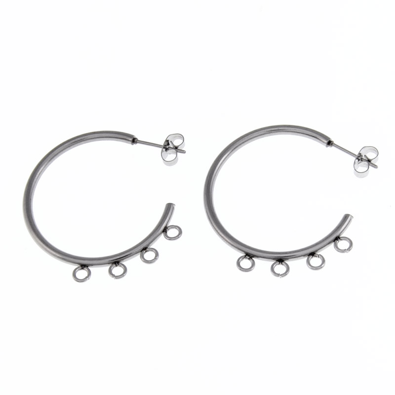 Швензи із нерж. сталі, 32х32 мм, Темне срібло (STL-055778)