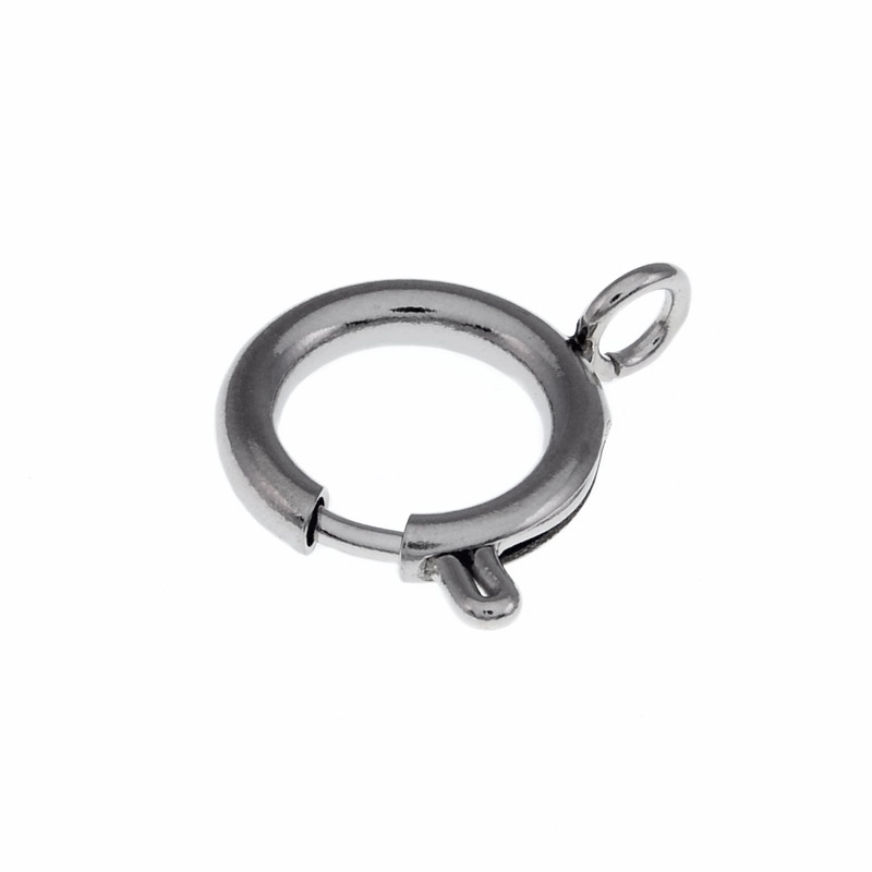 Замок-карабін круглий із нерж. сталі, 14 мм, Темне срібло (STL-055598)