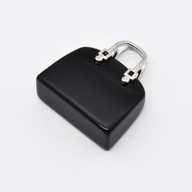 Підвіска Сумочка, Натур. камінь Обсидіан чорний, 26х24х10 мм (POD-054433)