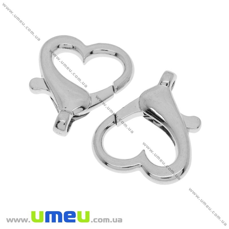Замок-карабін Серце, 26х22 мм, Темне срібло (ZAM-032308)