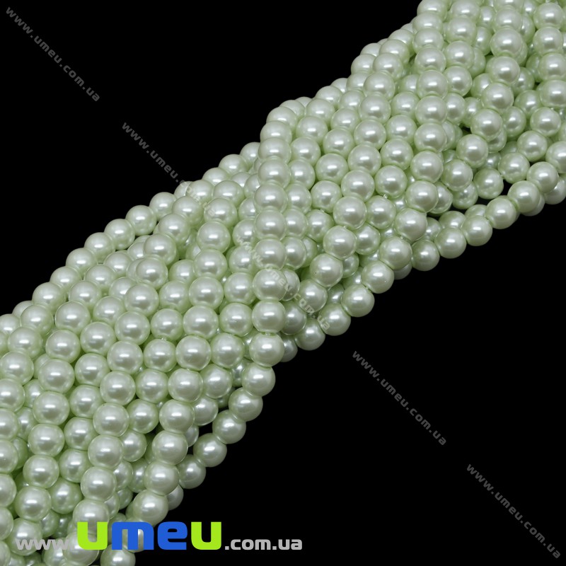 Намистини скляні Перли Premium, 6 мм, М'ятні світлі, Круглі (BUS-034107)