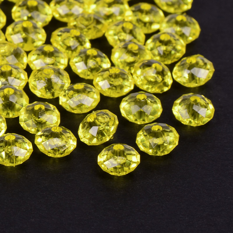 Намистини для сумок, Акрилові, Ронделі, 8 мм, Жовті (BUS-056138)