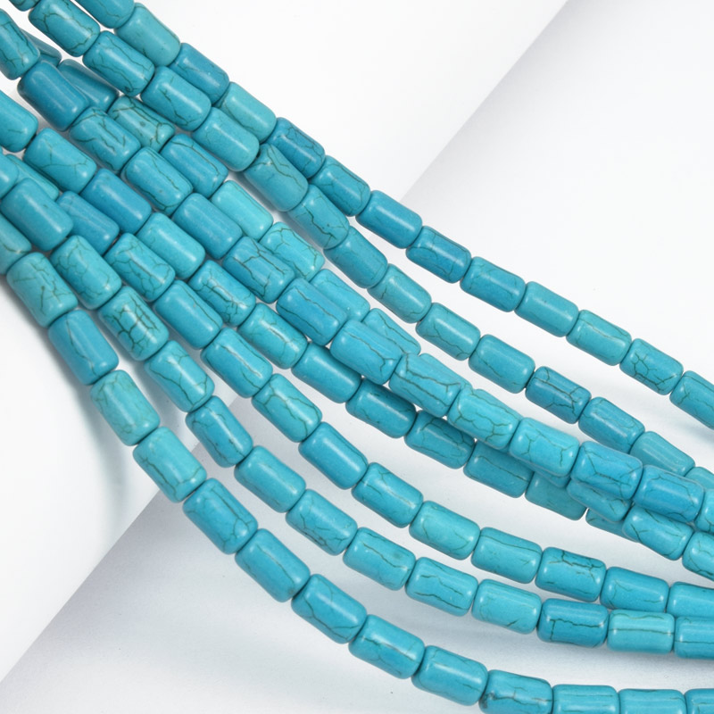 Бусины Бирюза окрашенная, Синт. камень, 9х5 мм, Цилиндр (BUS-057549)