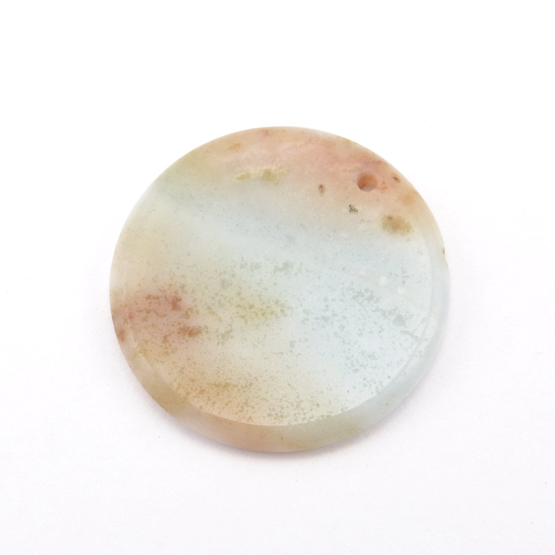 Підвіска Кругла плоска, Натур. камінь Амазоніт, 30 мм (POD-058639)