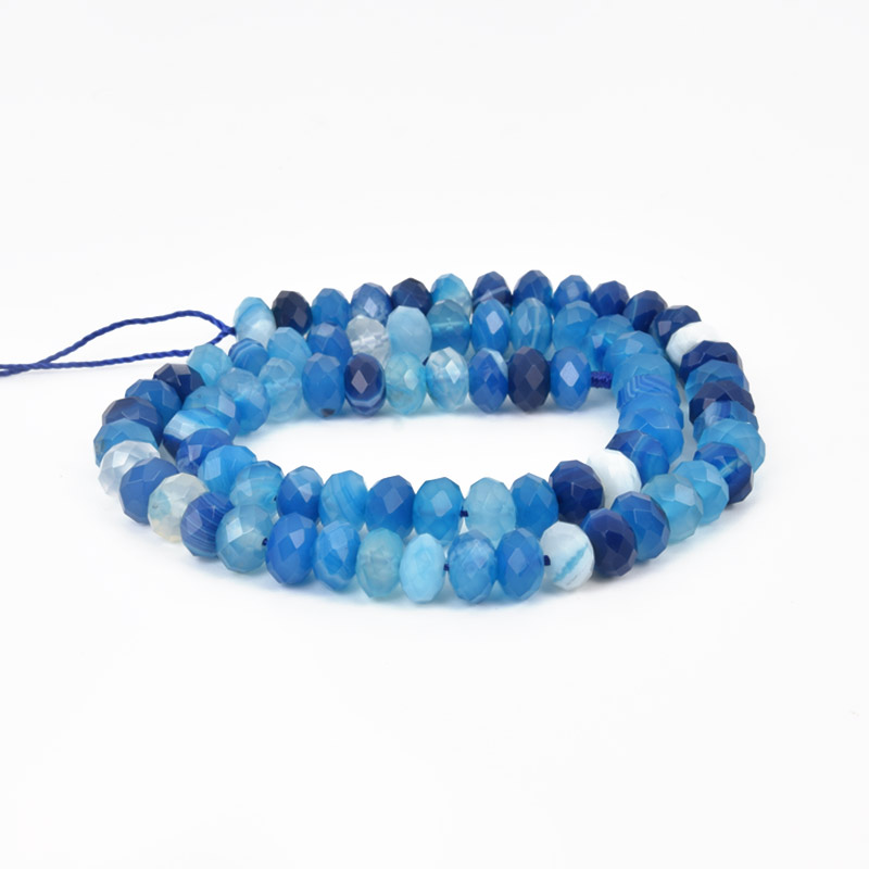 Намистини Агат синій, Натур. камінь, 8х5 мм, Ронделі (BUS-058169)