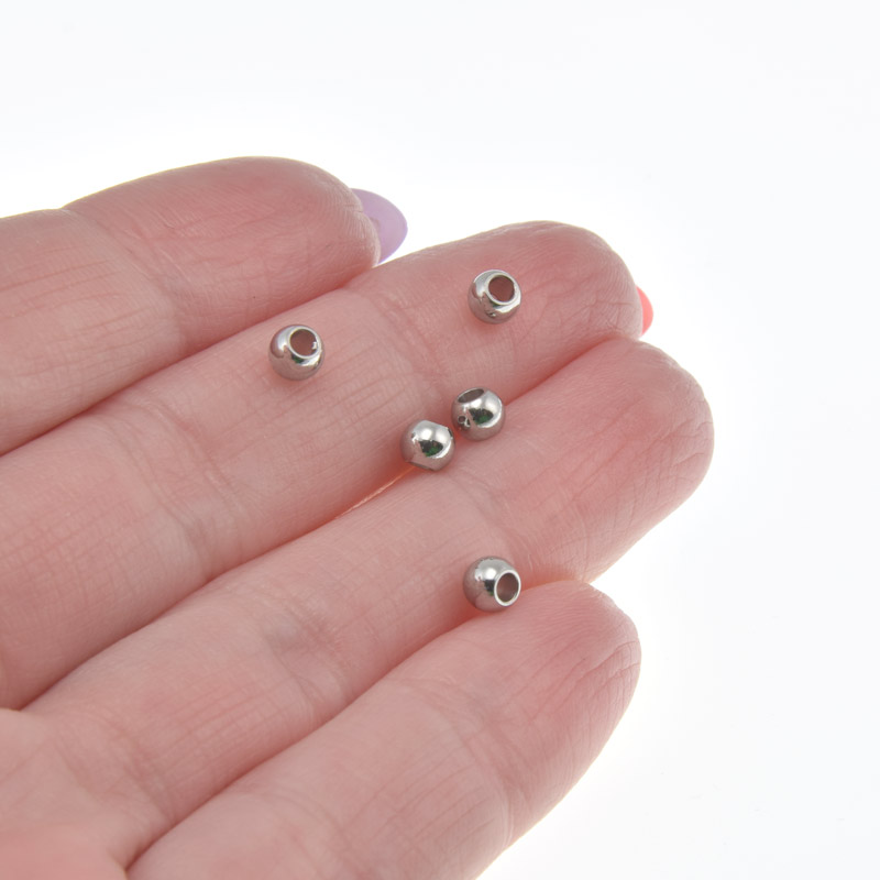 Бусины из нержавеющей стали Круглые, 4х3 мм, Темное серебро (STL-058401)