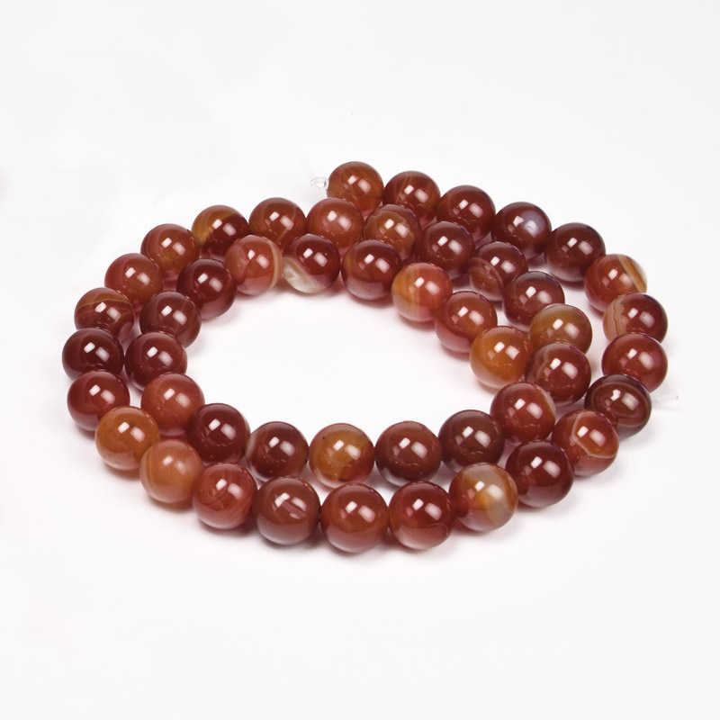 Намистини Агат червоний, Натур. камінь, 8 мм, Круглі (BUS-053960)