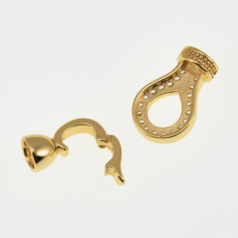 Застібка, 23х9,5 мм, Латунь з покриттям 18 kt, Куб. цирконій (ZAM-060838)