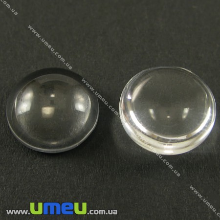 Кабошон скляний Лінза кругла, 12 мм, Прозорий (KAB-001830)