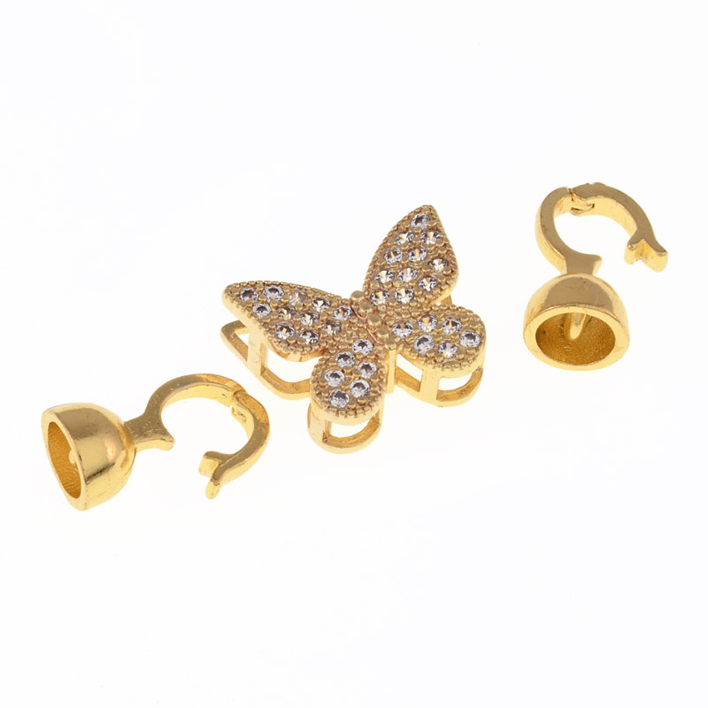 Застёжка, 39х13 мм, Латунь с покрытием 18 kt, Куб. цирконий (ZAM-055437)