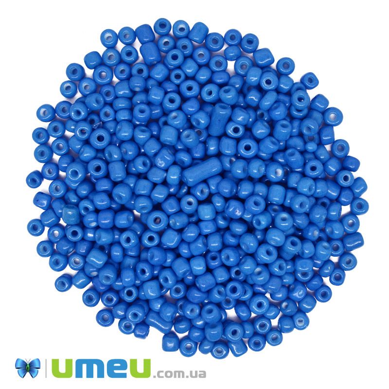 Бисер китайский крупный, 6/0, Синий натуральный, 4 мм (BIS-009038)
