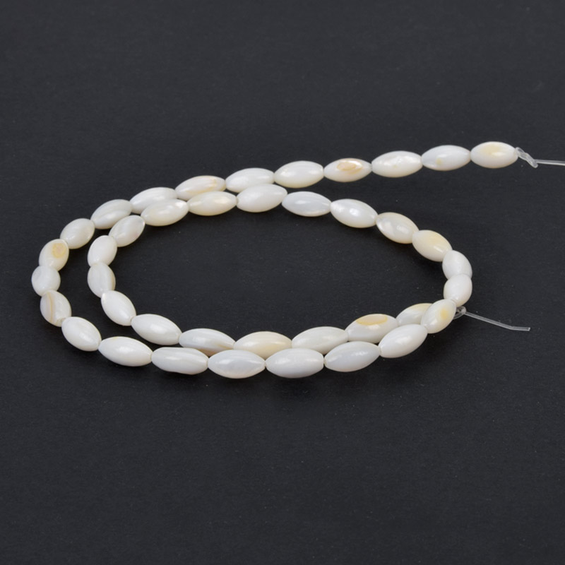 Намистини Перламутр кремовий, Натур. камінь, 10х5 мм, Рис (BUS-058128)