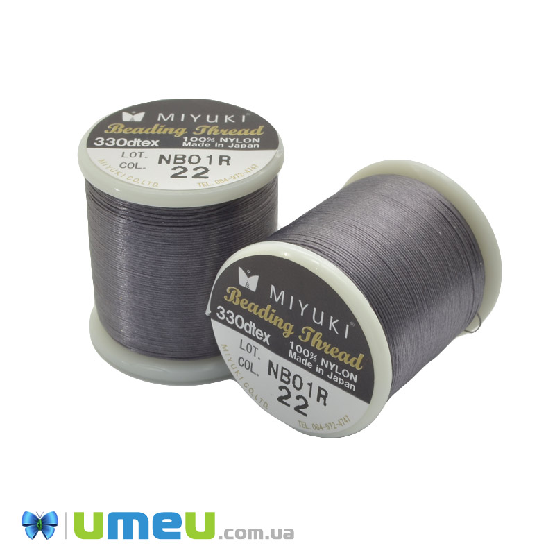 Нитка для бісеру Miyuki 22, Сіра темна, 50 м (MUL-045298)