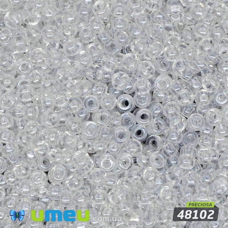 Бісер чеський №701 / 48102, Прозорий, глазурирована, 10/0 (BIS-003901)
