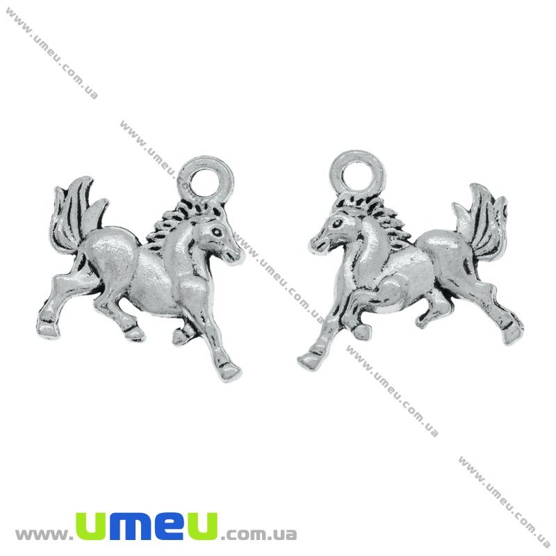 Підвіска метал. Кінь (двостор.), 16х14 мм, Античне срібло (POD-025595)
