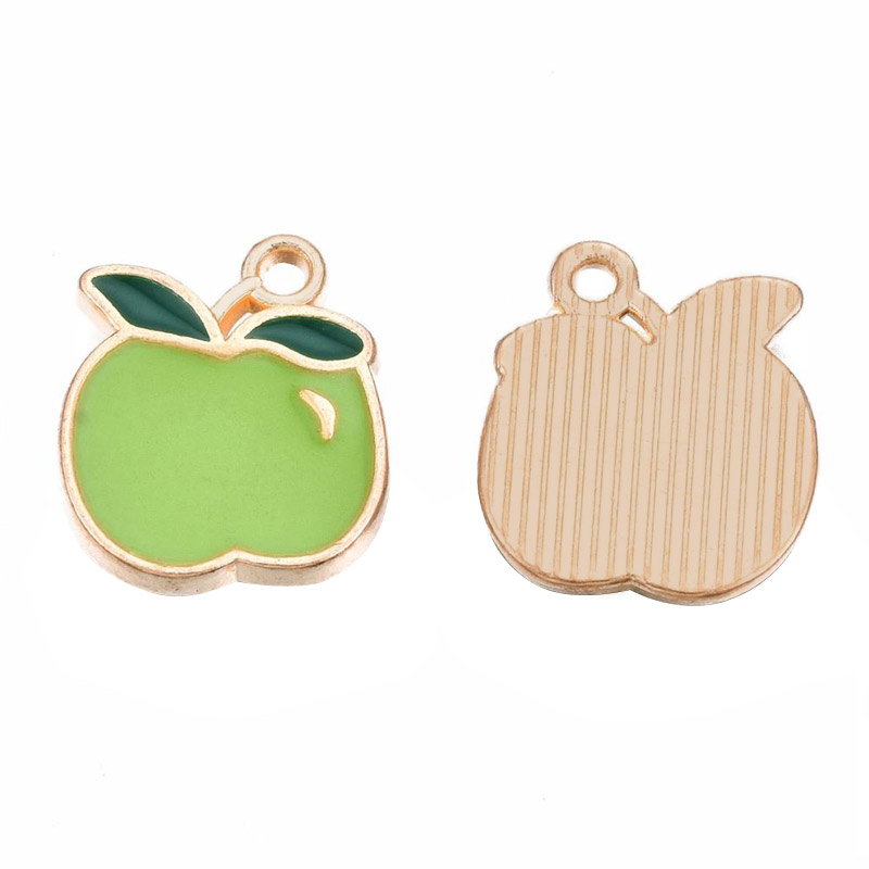 Підвіска метал. Яблуко зелене, 15х13 мм, Золото (POD-053674)