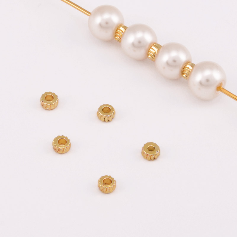 Намистини-розділювачі, 3х1,5 мм, Латунь з покриттям 18 kt (BUS-055833)