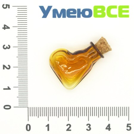 Скляна баночка Серце, Коричнева, 24х20 мм (DIF-006683)