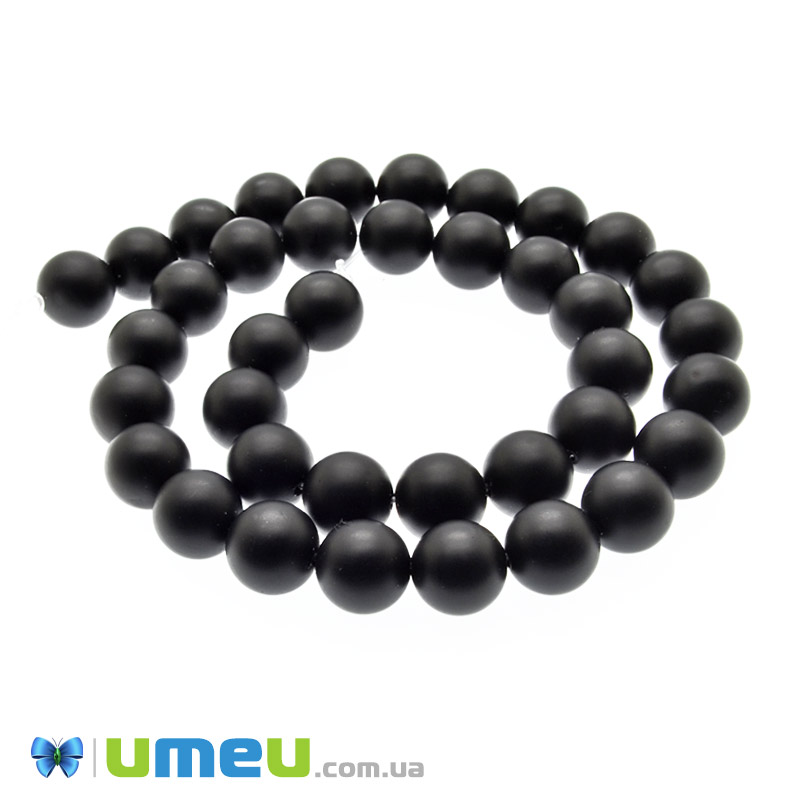 Намистини Агат чорний матовий, Натур. камінь, 10 мм, Круглі (BUS-049728)
