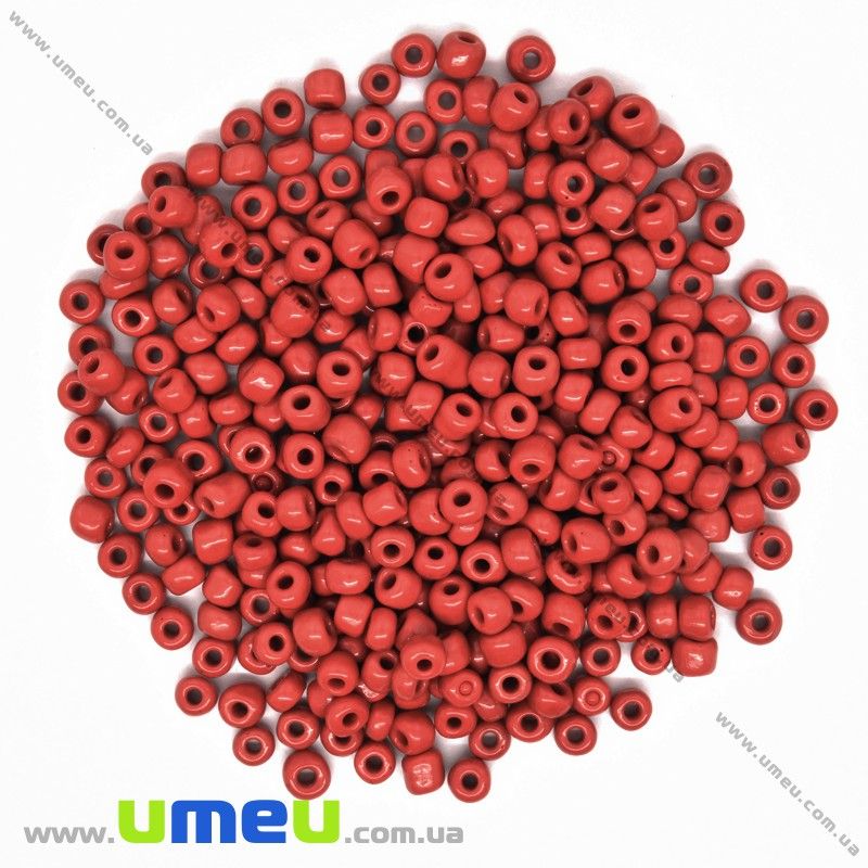 Бісер китайський великий, 6/0, Червоний темний натуральний, 4 мм (BIS-033693)