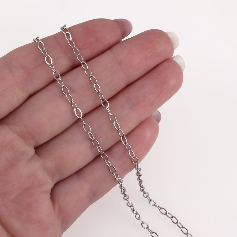 Цепь из нержавеющей стали, 2,5 мм, Темное серебро (ZEP-055303)