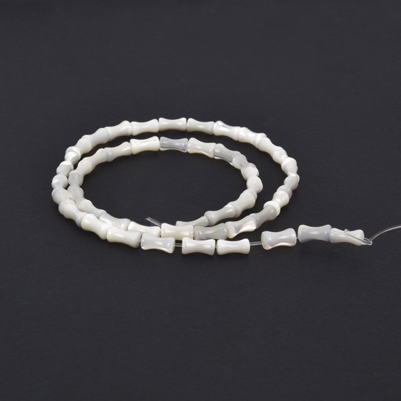 Бусины Перламутр белый, Натур. камень, 8х4 мм, Бочонок (BUS-058132)