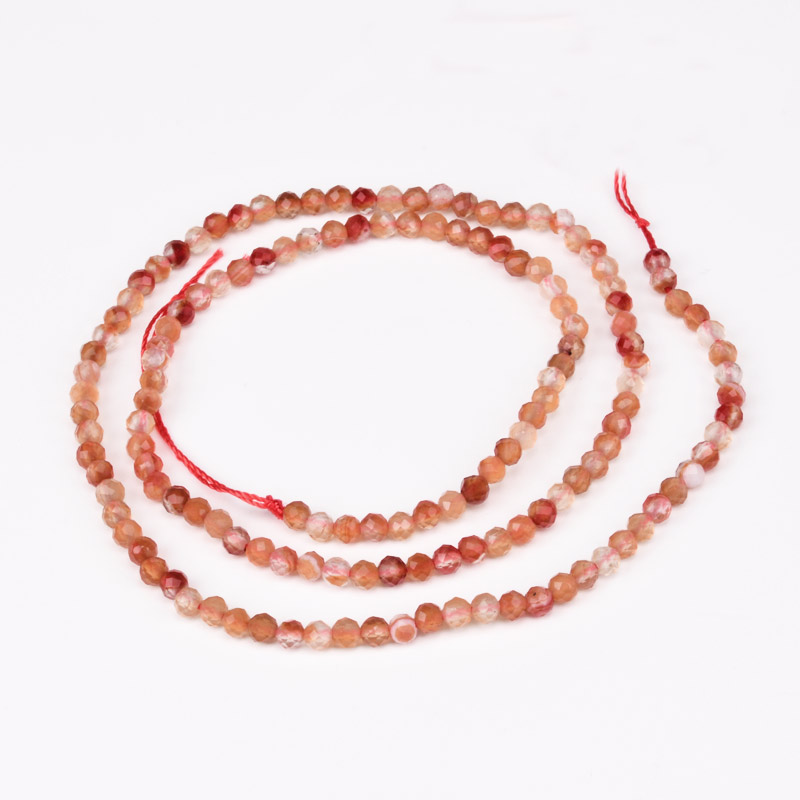 Бусины Агат красный, Натур. камень, 3 мм, Круглые граненые (BUS-051835)