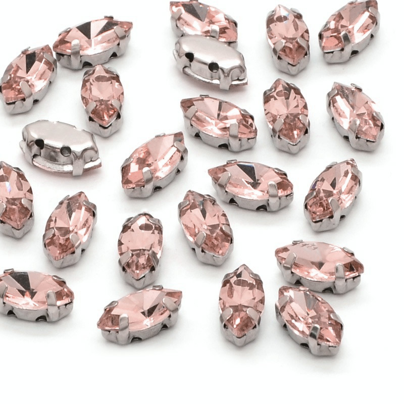 Шатон човник 18х9 мм, Темне срібло, Персиковий (KAB-052298)