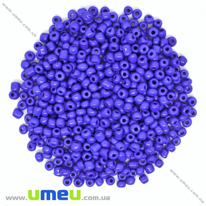 Бісер китайський великий, 6/0, Синій натуральний, 4 мм (BIS-033697)