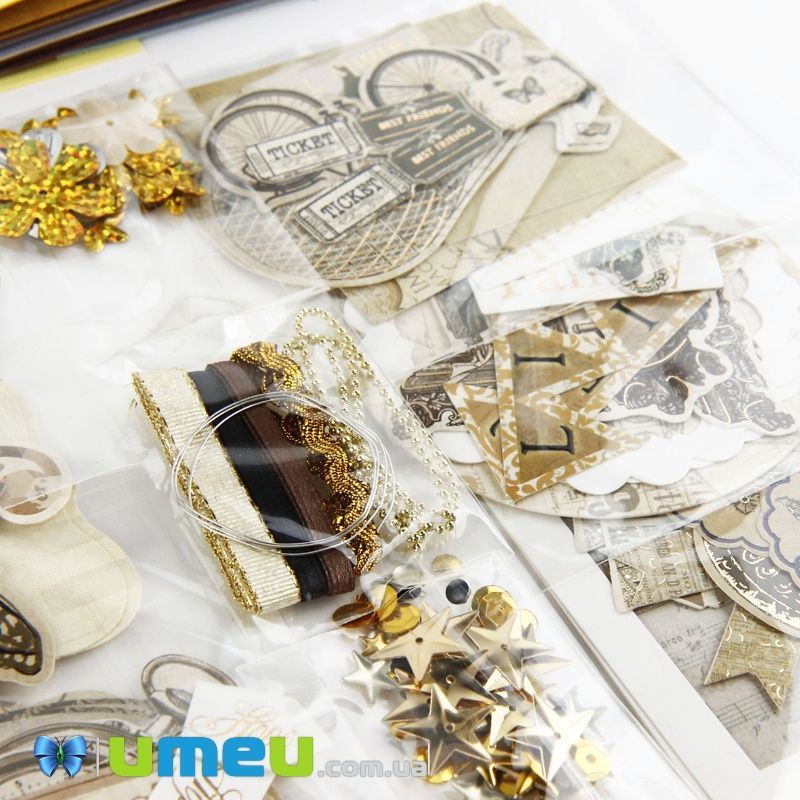 Набор скрапбукинга для изготовления 6-ти мини-открыток с конвертами (DIF-032805)