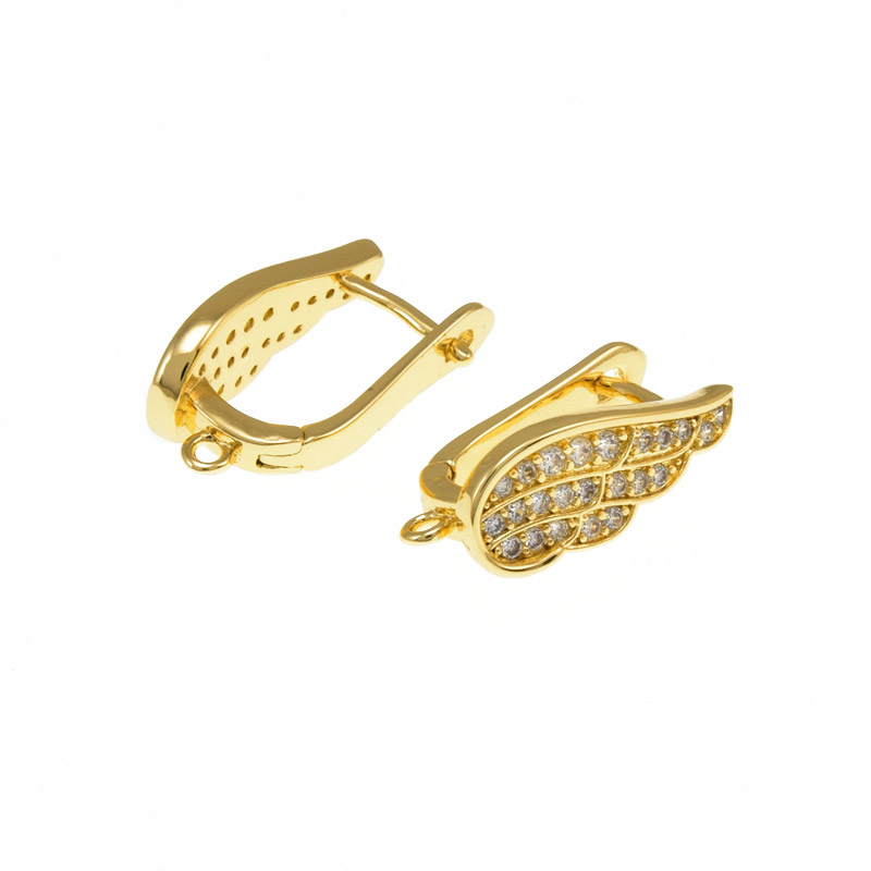 Швензы, Латунь с покрытием 18 kt, Стрази куб. цирконий, 19х10х7 мм (OSN-059063)