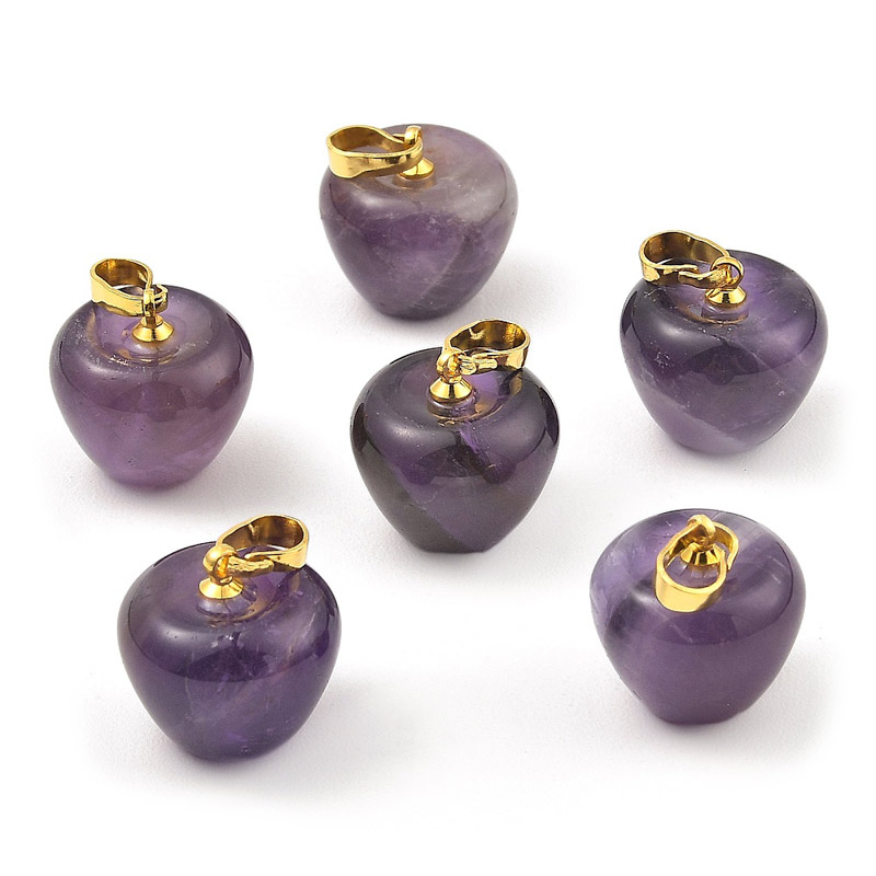 Підвіска Яблуко, Натур. камінь Аметист, 14,5х14 мм (POD-058581)