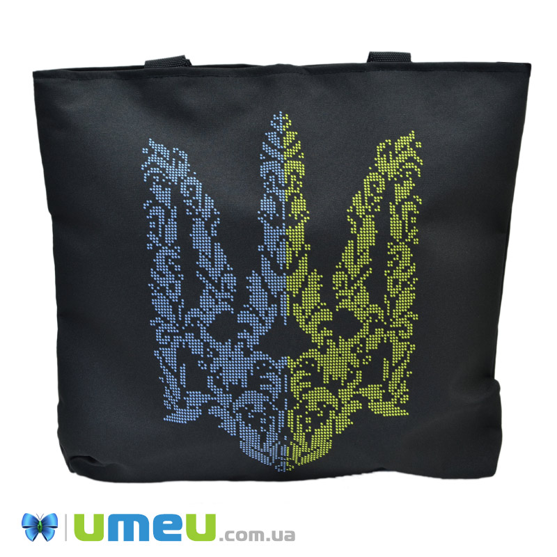 Сумка с принтом под вышивку, Трезуб, Черная (SXM-044490)