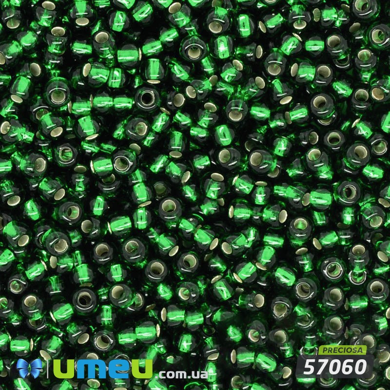 Бісер чеський №322 / 57060, Зелений насичений, Блискучий, 10/0 (BIS-003788)