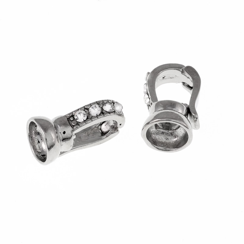 Застёжка, 15х9 мм, Темное серебро, Стразы стеклянные (ZAM-055450)