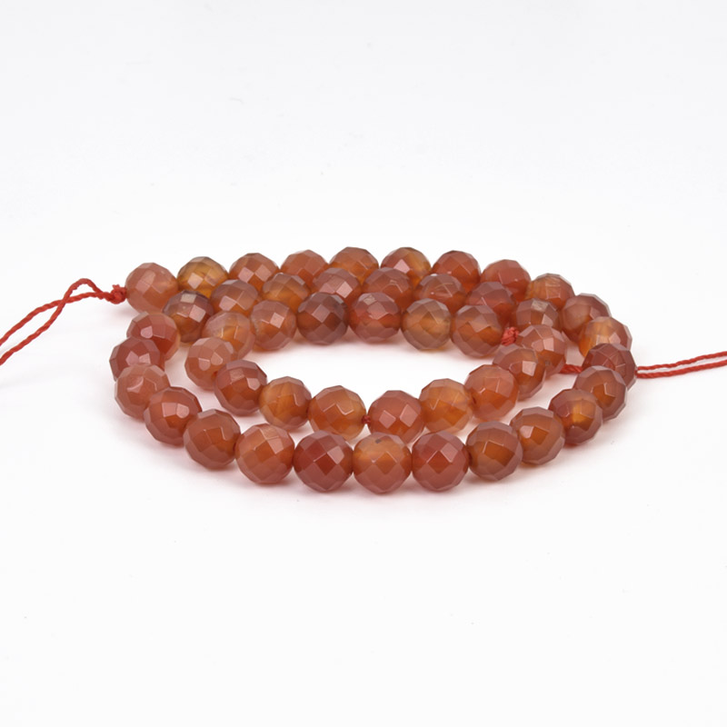 Намистини Агат червоний, Натур. камінь, 8 мм, Круглі грановані (BUS-058222)