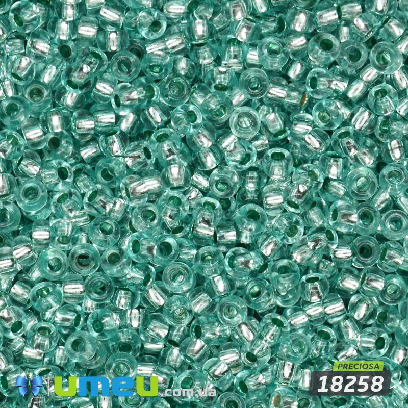 Бісер чеський №478/18258, Бірюзовий світлий, Блискучий, 10/0 (BIS-047744)