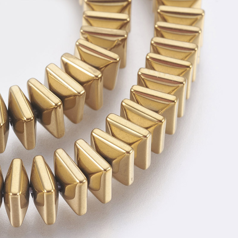 Намистини Гематит, Нат. камінь, Квадрат, 6х6х3 мм, З покриттям, Золотисті (BUS-057824)