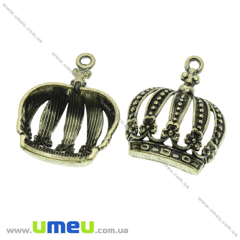 Подвеска метал. Корона, 26х22 мм, Античная бронза (POD-021097)