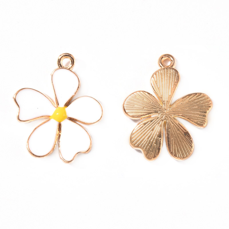 Підвіска метал. Квітка біла, 22х18 мм, Золото (POD-053819)