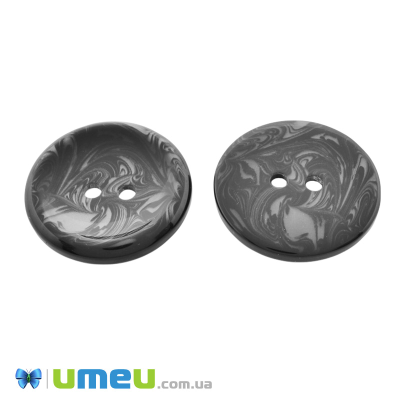 Пуговица пластиковая Круглая, 34 мм, Черная (PUG-046477)