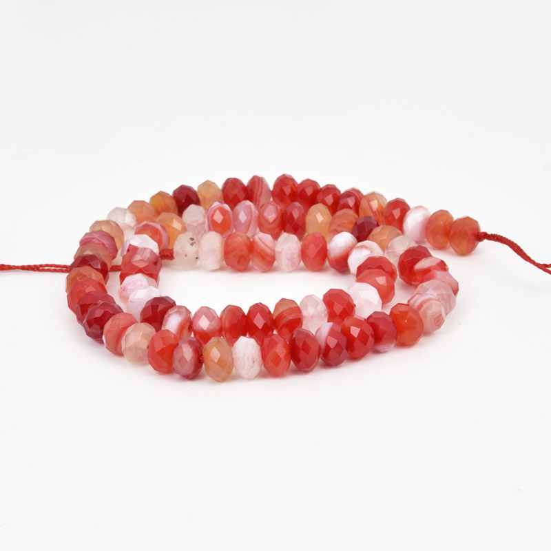 Намистини Агат червоний, Натур. камінь, 8х5 мм, Ронделі (BUS-058172)