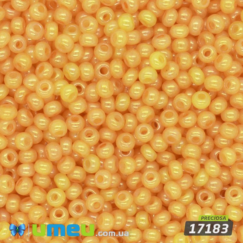 Бісер чеський №865/17183, Помаранчевий, Перламутровий, 10/0 (BIS-047750)