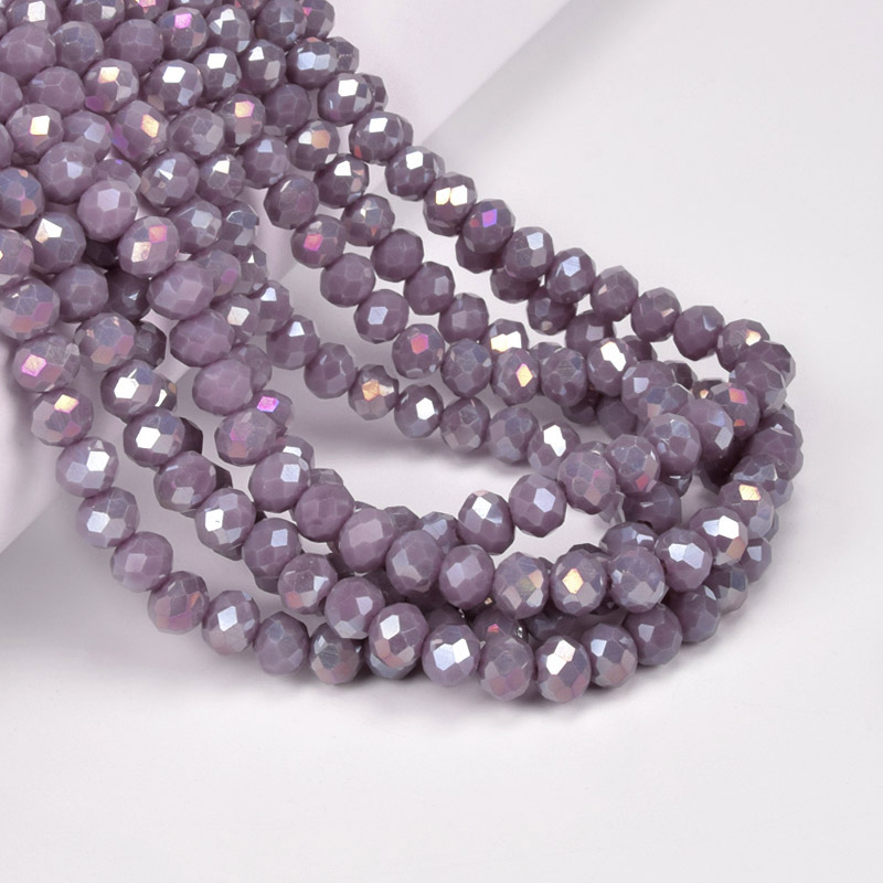 Намистини ронделі, 6х5 мм, Бузкові AB (BUS-057103)