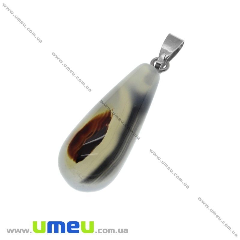 Підвіска Крапля з натурального каменю, Агат, 34х10 мм (POD-020866)