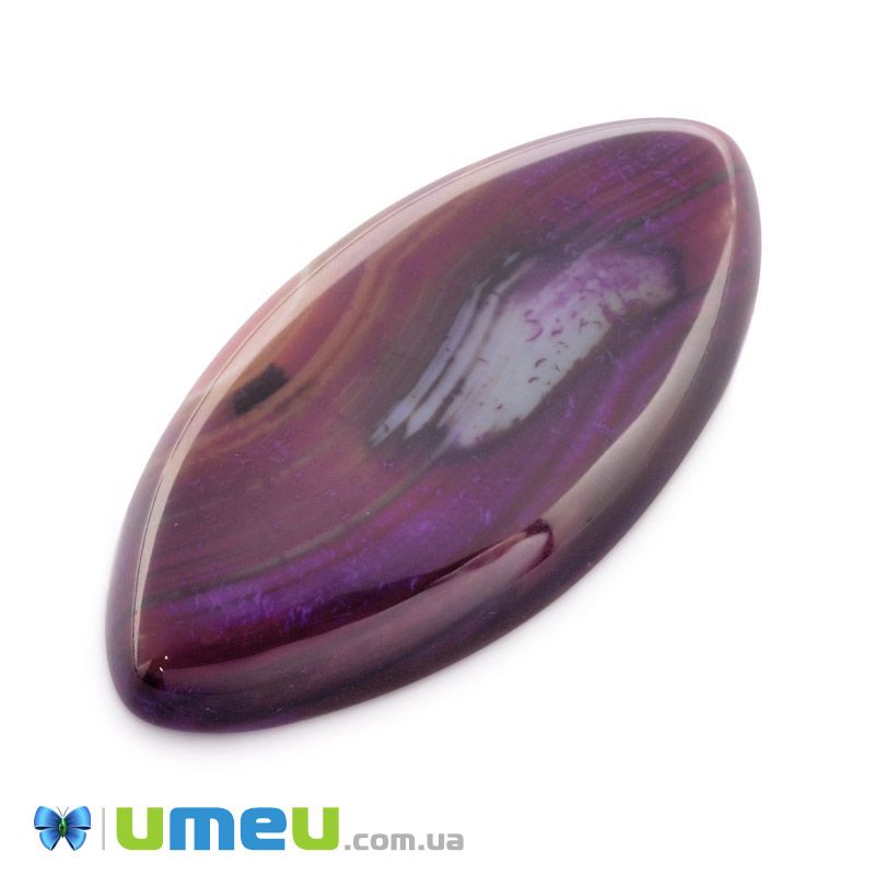 Кабошон нат. камінь Агат Бразильський малиновий, Човен, 39,3 х19,9 мм (KAB-042761)