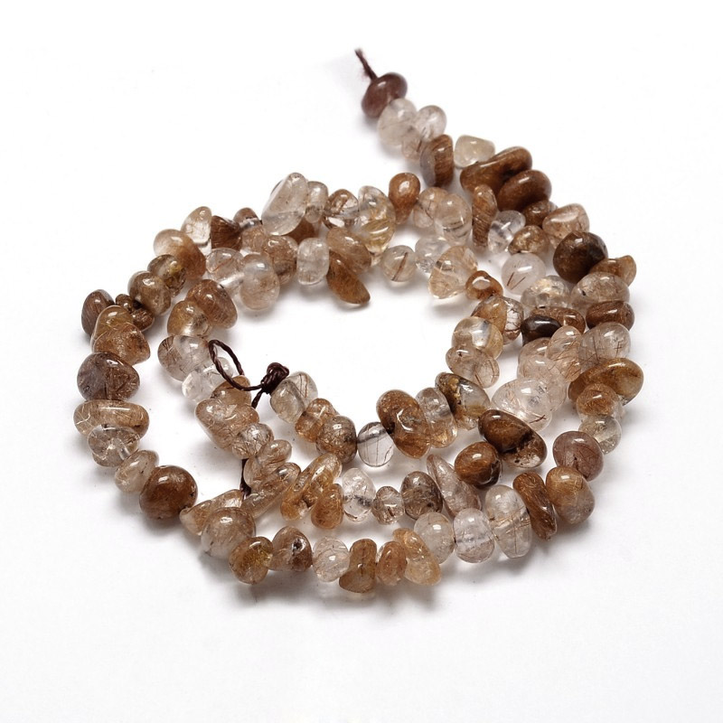 Бусины (скол) Кварц рутиловый, Натур. камень, 5-10 мм, 38-39 см (BUS-058182)