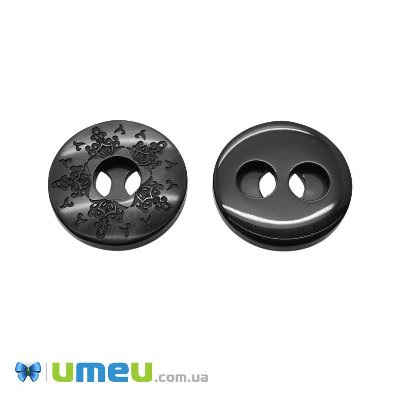 Пуговица пластиковая Круглая, 25 мм, Черная (PUG-046564)