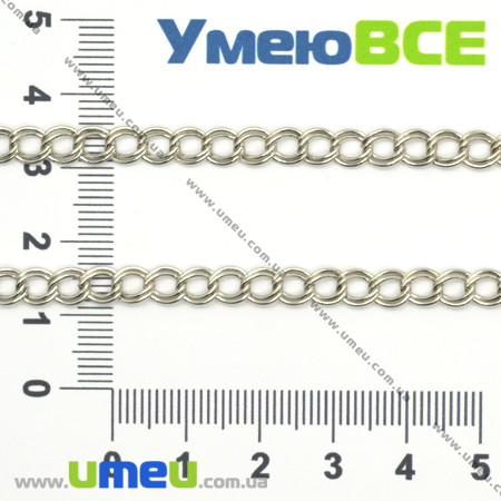 Цепь двойная, Темное серебро, 5.5х4.5 мм (ZEP-004596)